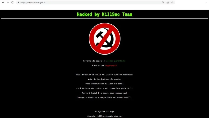 Hackers invadem sites do Governo do Ceará e pedem anulação de votos do Nordeste