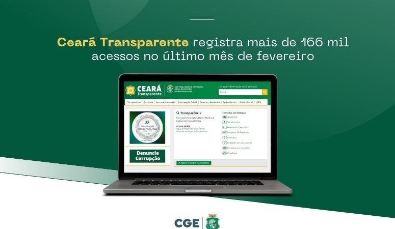 Ceará Transparente registra mais de 166 mil acessos no último mês de fevereiro