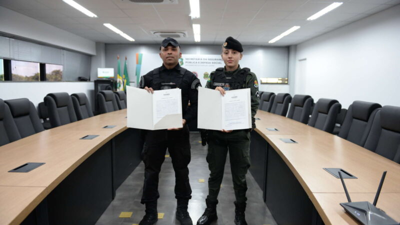 Subtenente PM que salvou bebê e soldado PM que frustrou roubo recebem elogio do secretário da SSPDS