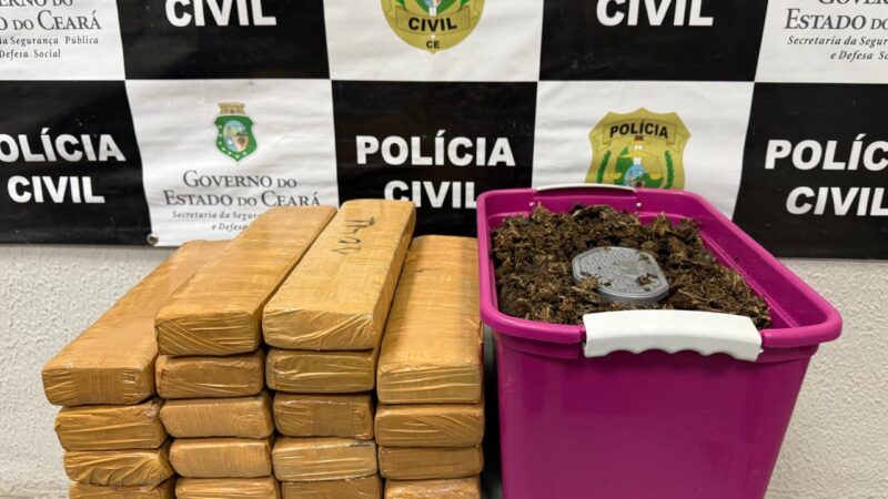Homem em posse de 20 kg de maconha é preso em flagrante pela Polícia Civil em Caucaia