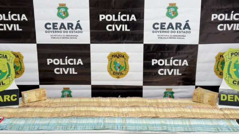 Em Fortaleza, dupla suspeita de tráfico de drogas e lavagem de dinheiro é presa pela PCCE em posse de R$ 184 mil em espécie